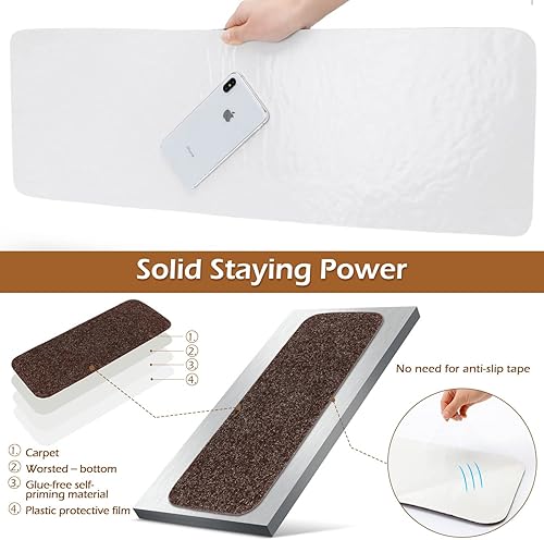 Miniatura 18 de Seloom Alfombra antideslizante con respaldo antideslizante especializada para peldaños de madera de interior, extraíble y lavable, perfecta