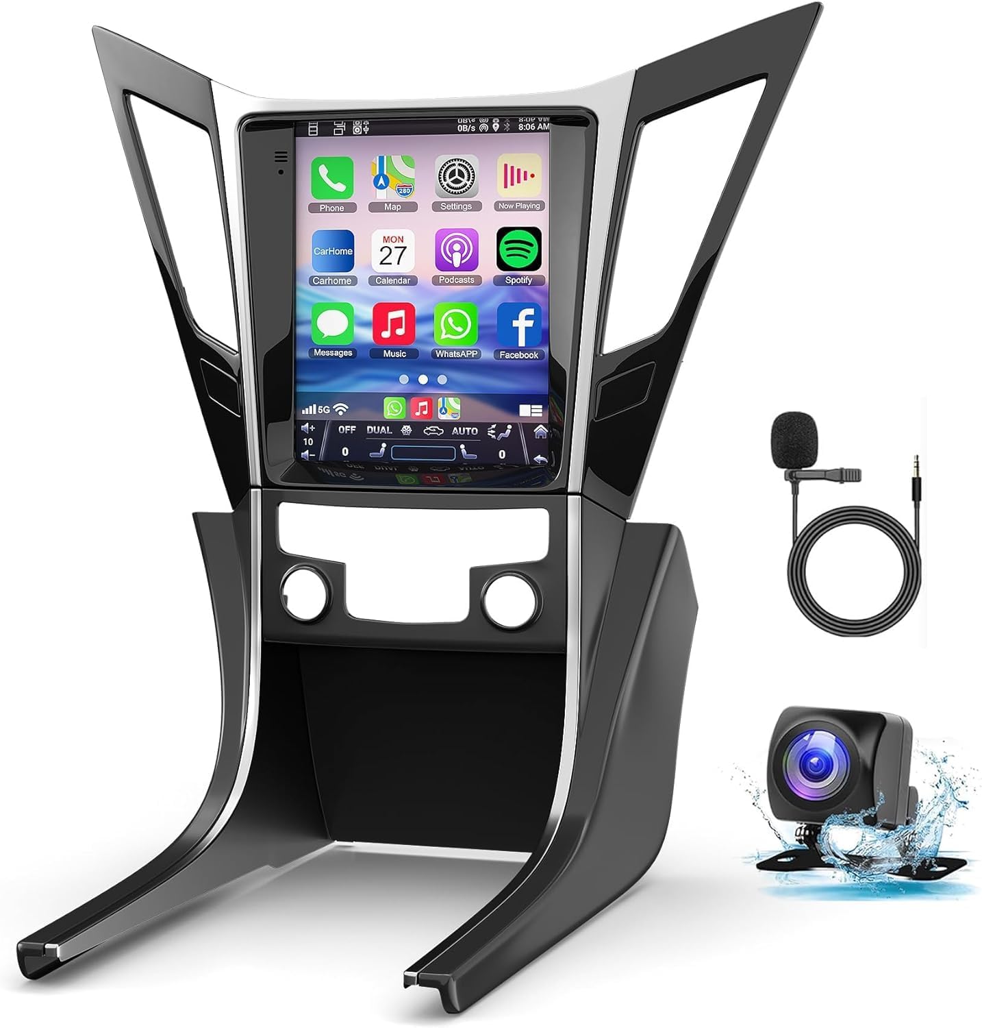 (Missing back up cam) Android 13 Car Radio for Hyundai Sonata 2010-2015 with Wireless Carplay Android Auto, 9.7 Inch IPS Touch Screen Car Stereo with GPS Nav/Bluetooth/FM AMbackip cam /WiFi/SWC/HiFi/Mirrorlink 4G+64G 4+64 with Backup Camera