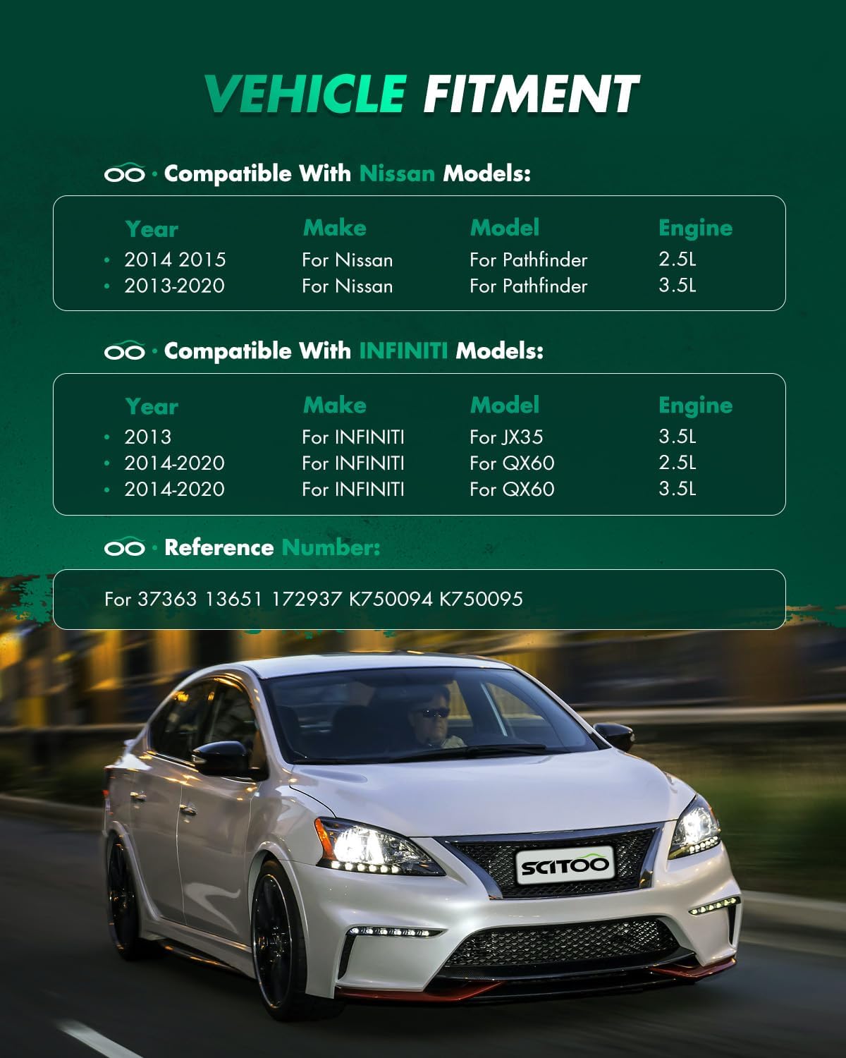 SCITOO Complete Front Strut w/Coil Spring Assembly,Shocks Struts,Sway Bar End Link for 2013 For INFINITI JX35,2014-2020 For INFINITI QX60,2013-2020 For Nissan Pathfinder K750095-4PCS