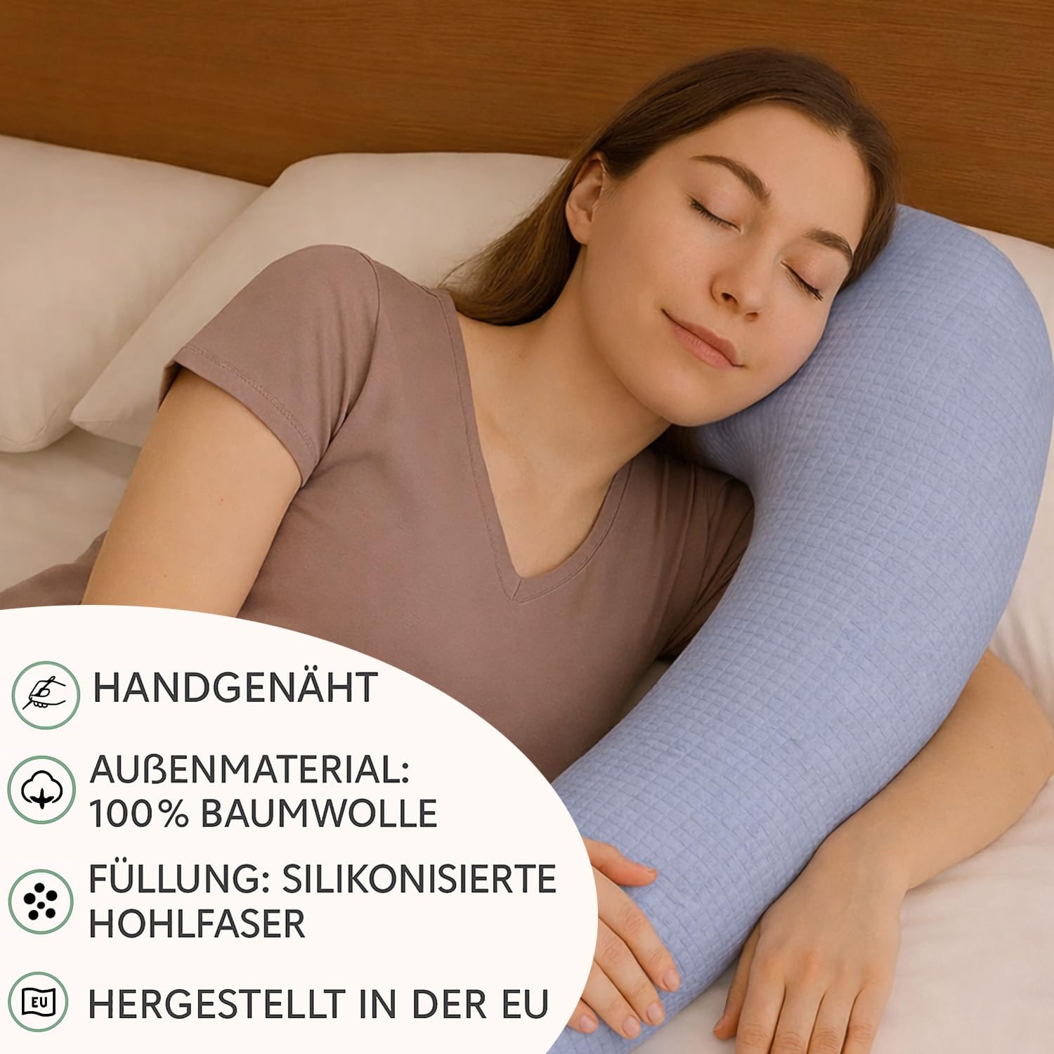 Bettschlange Stillkissen, Weiche Bettrolle, Seitenschläferkissen, Vielseitiges Lagerungskissen für Erwachsene, Blau (400 cm)