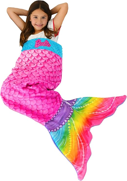 Amazon Com Blankie Tails Barbie Dreamtopia Manta De Forro Polar Con Diseno De Sirena Y Arcoiris De Doble Cara Super Suave Y Acogedora Con Diseno De Sirena Y Barbie Lavable A Maquina