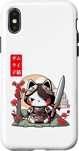 Miniatura 7 de Funda para iPhone 12 Pro Max con diseño de gato Kawaii en armadura samurái para niñas amantes del anime