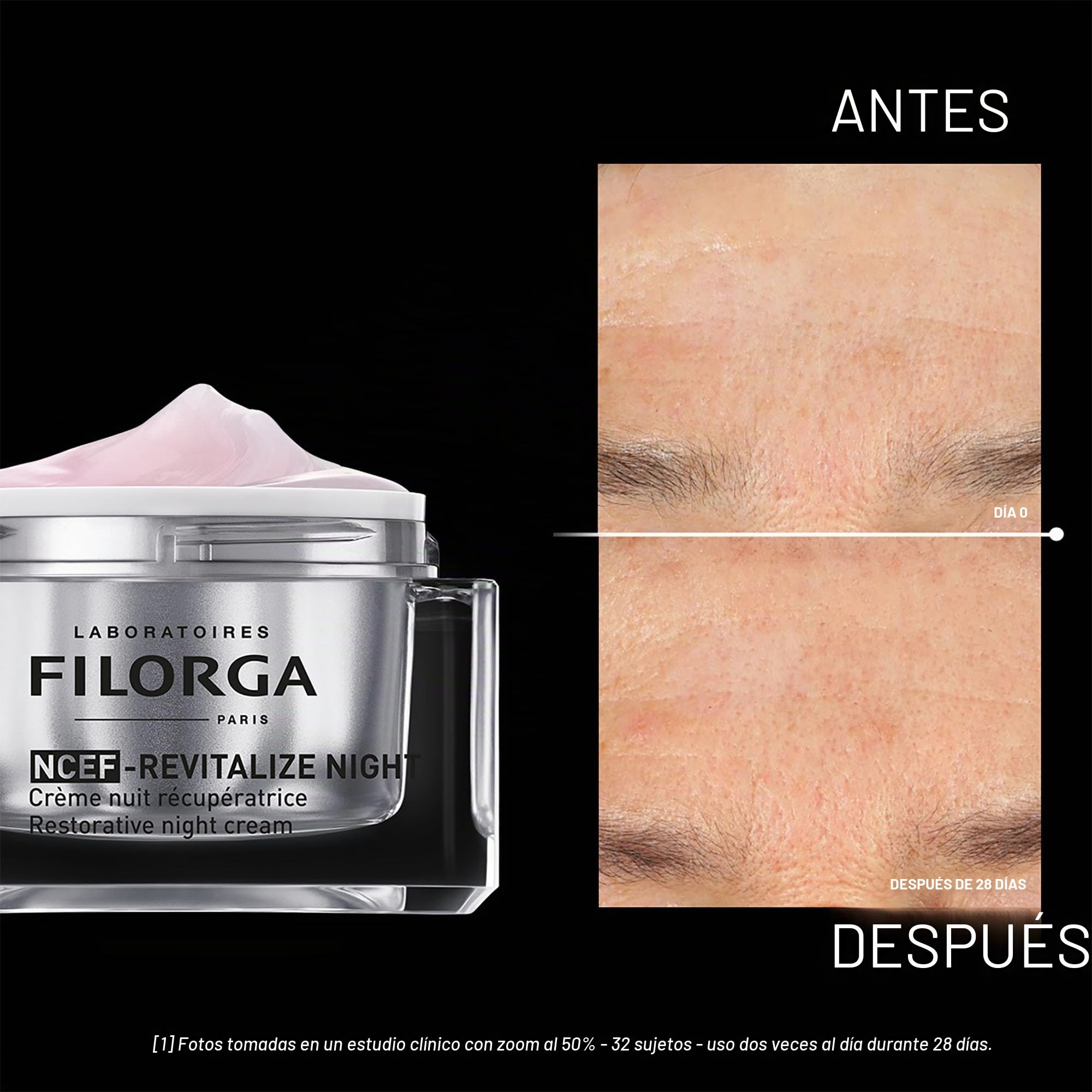 Filorga NCEF-Crema de noche revitalizante, hidratante reparadora durante la noche para todo tipo de piel, revitalizante, hidratante, reafirmante, antienvejecimiento, 50 ml