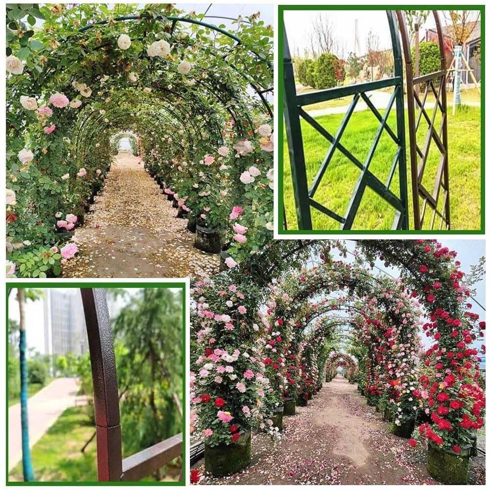 Arco Da Giardino In Metallo Per Piante Rampicanti - Largo, Con Basi, Facile Montaggio, Per Rose E Pergolato, Colore Nero - 3