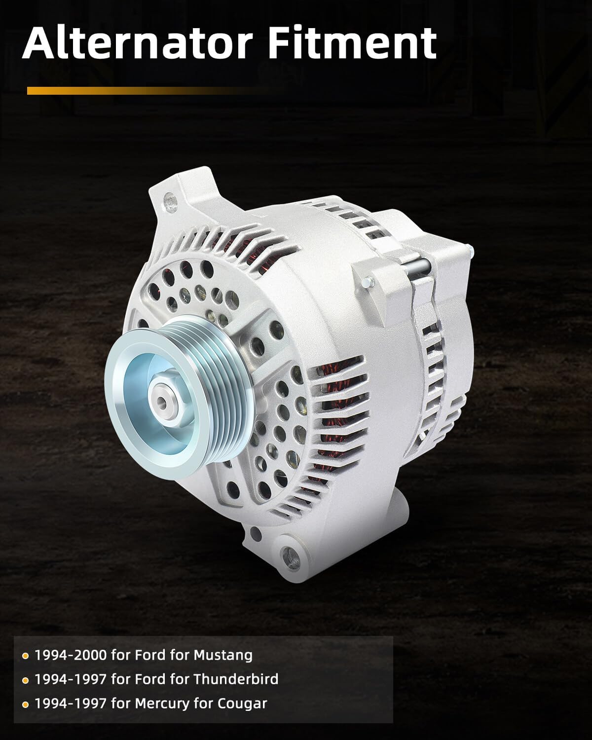 New Alternator Compatible With 1994-2000 for ford For Mustang 1994-1997 for ford Thunderbird 1994-1997 For Mercury Cougar High Output Alternator Replace 7771, AFD0032, 112933