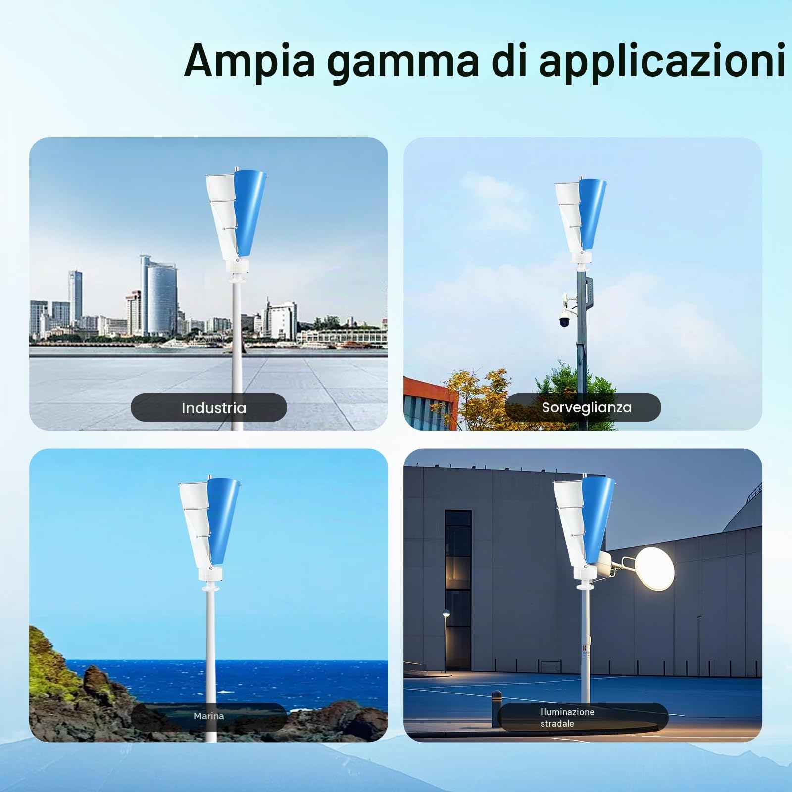 Generatore eolico verticale, 100 W, turbine eoliche con centralina, generatore di turbine eoliche per casa, affari e alimentazione industriale, silenzioso