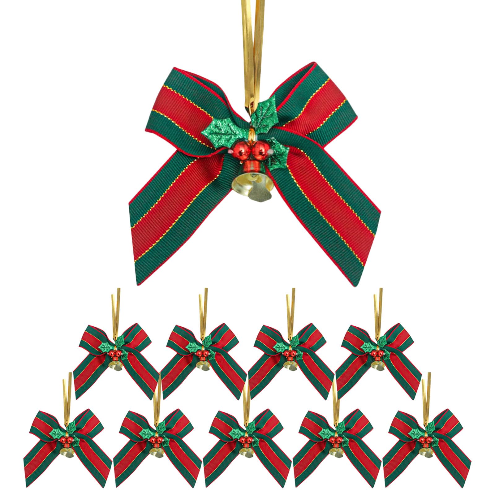 HONGP 10 Pack Christmas Bows for Tree Gift Wrap Decorations - Festive Ribbon Bow Ornaments for Xmas Tree, Christmas Party Gift Baskets Wreaths, Gifts & Holiday Home Decor
