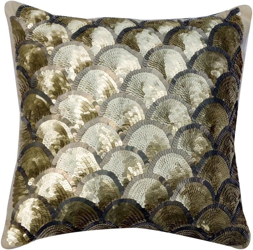 The HomeCentric Pillow Cover, Decorative Grey 16"x16" (40x40 cm) Throw Pillow Covers, Art Silk Mermaid Scales Throw Pillows for Sofa, Abstract Pattern Modern Easter - Singing Mermaid
