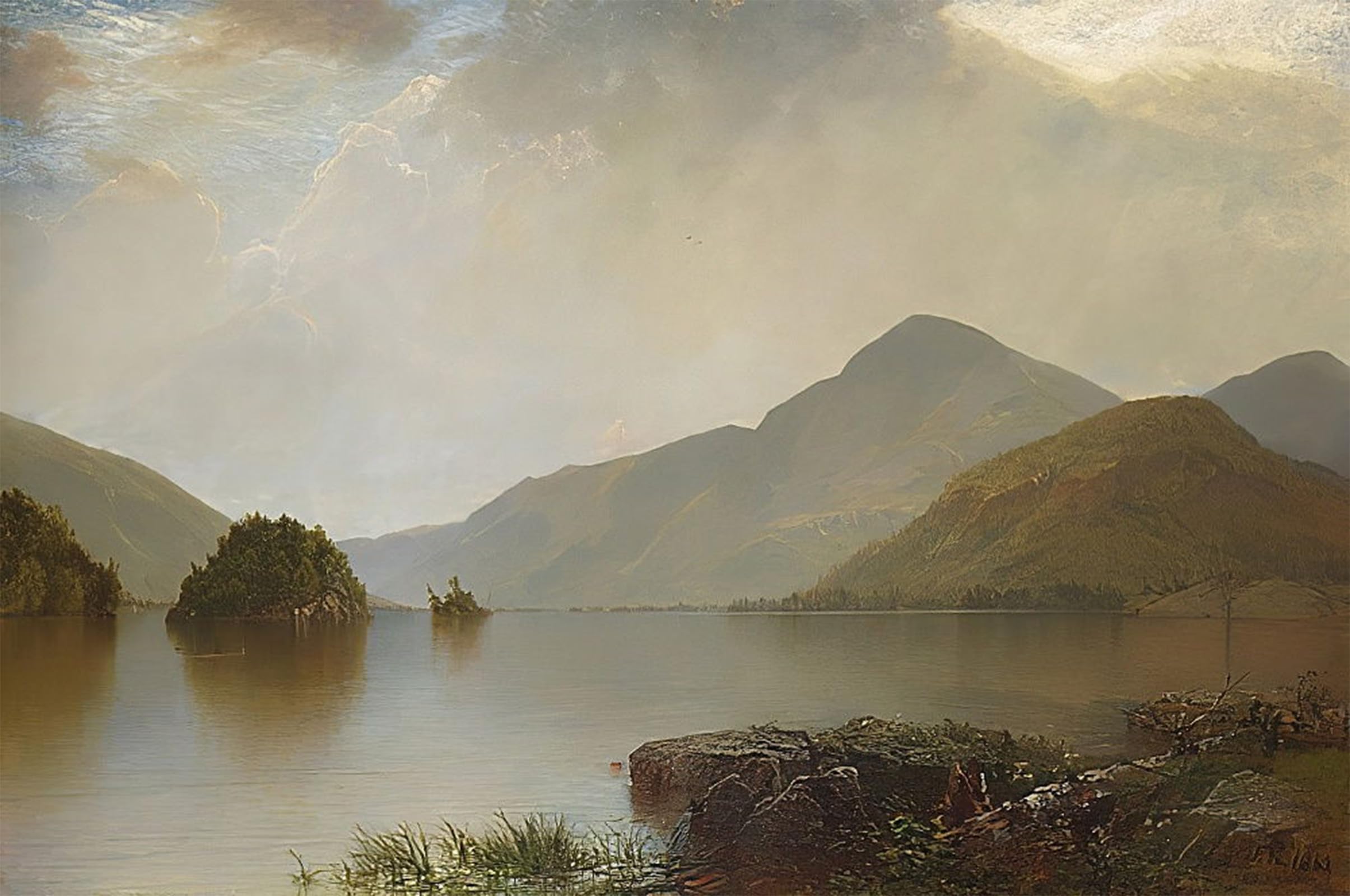 SERENDIPITP Vintage Wall Art Canvas Nordic Poster Canvas Print Picture Lake George by Frederick Kensett Wall Art Poster for Home Decor 60x90cm