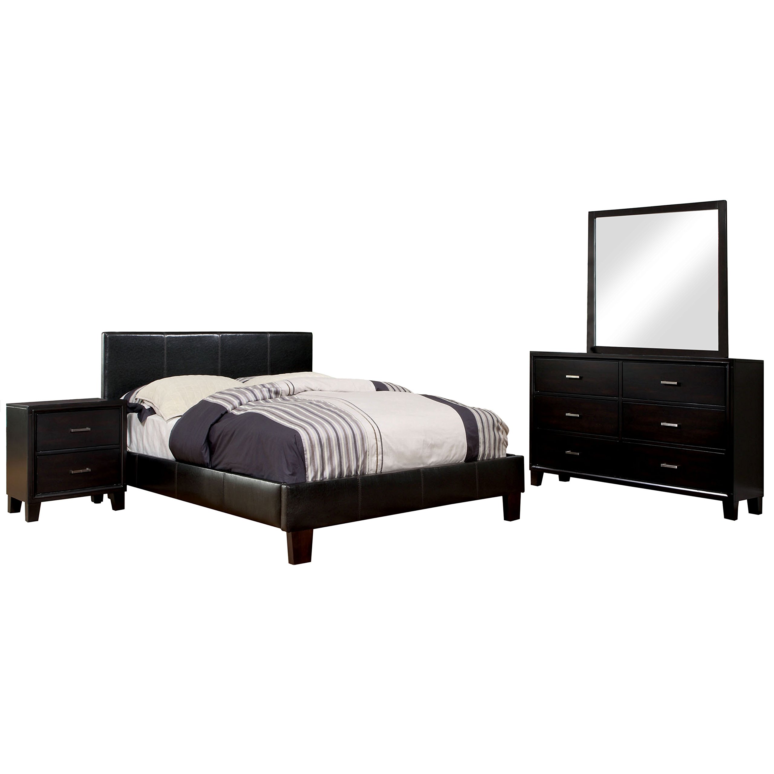 HOMES: Inside + Out Penelope Contemporary Leatherette 4 Piece Bed Set, California King, Espresso