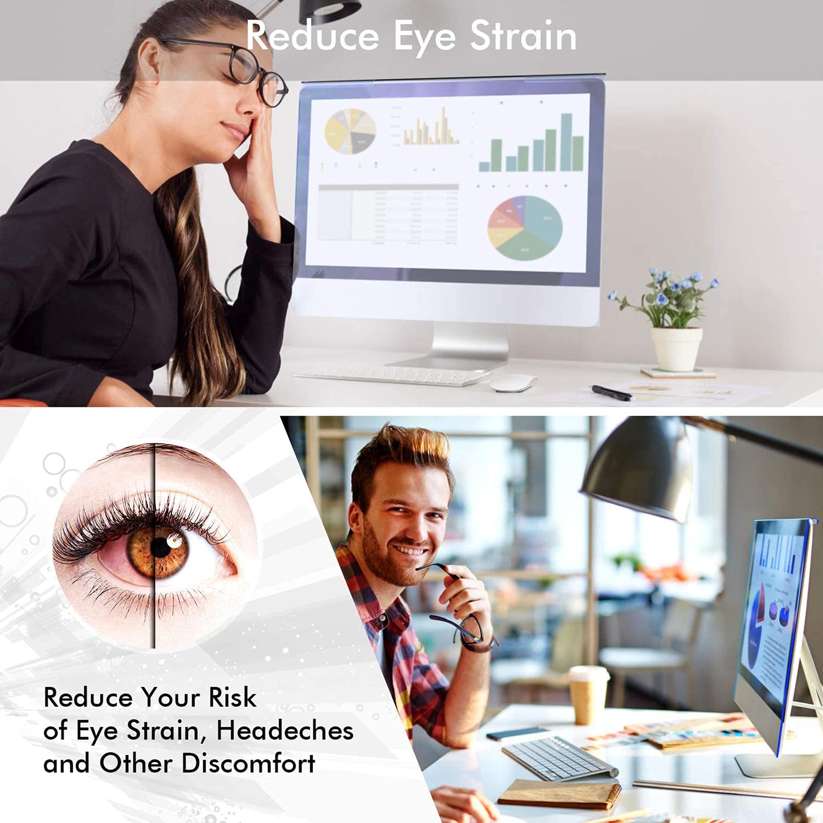 AIZYR Pannello di Protezione dello Schermo Anti Luce Blu Pellicola Filtrante Protettiva Acrilica Appesa per Il Display del Computer da 23-24 Pollici Proteggi La Vista