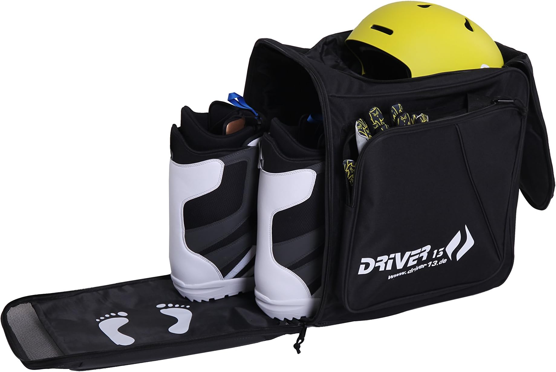 Driver13 ski Boot Backpack with Helmet Compartment Ideal for Your ski Boots with Helmet Compartment for Hard + Snowboard Boots + Inline skis + Boot Bag Bag, The Original Since 2007