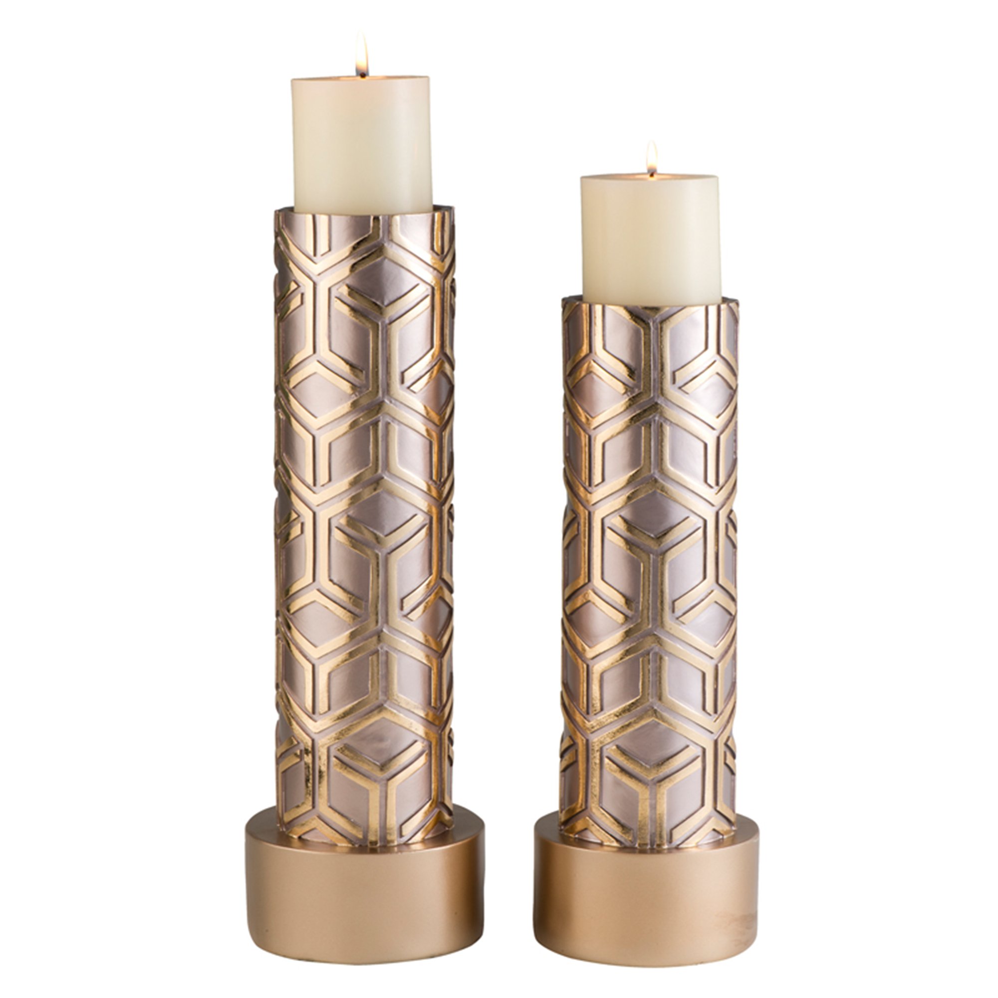 ORE International K-4274-C1 Bamboo Weave Design Candleholders (Set