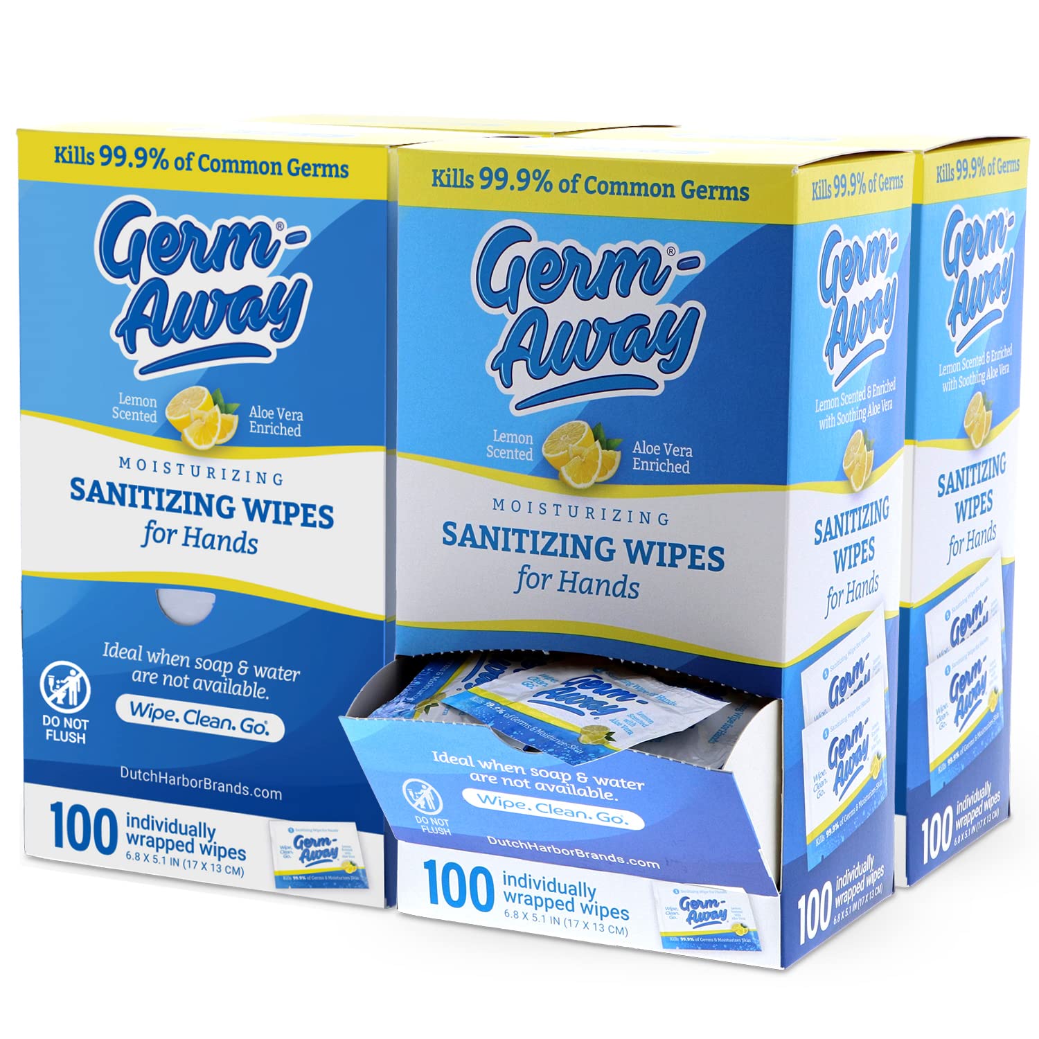 GermAway Large Antibacterial Hand Wipes Individually