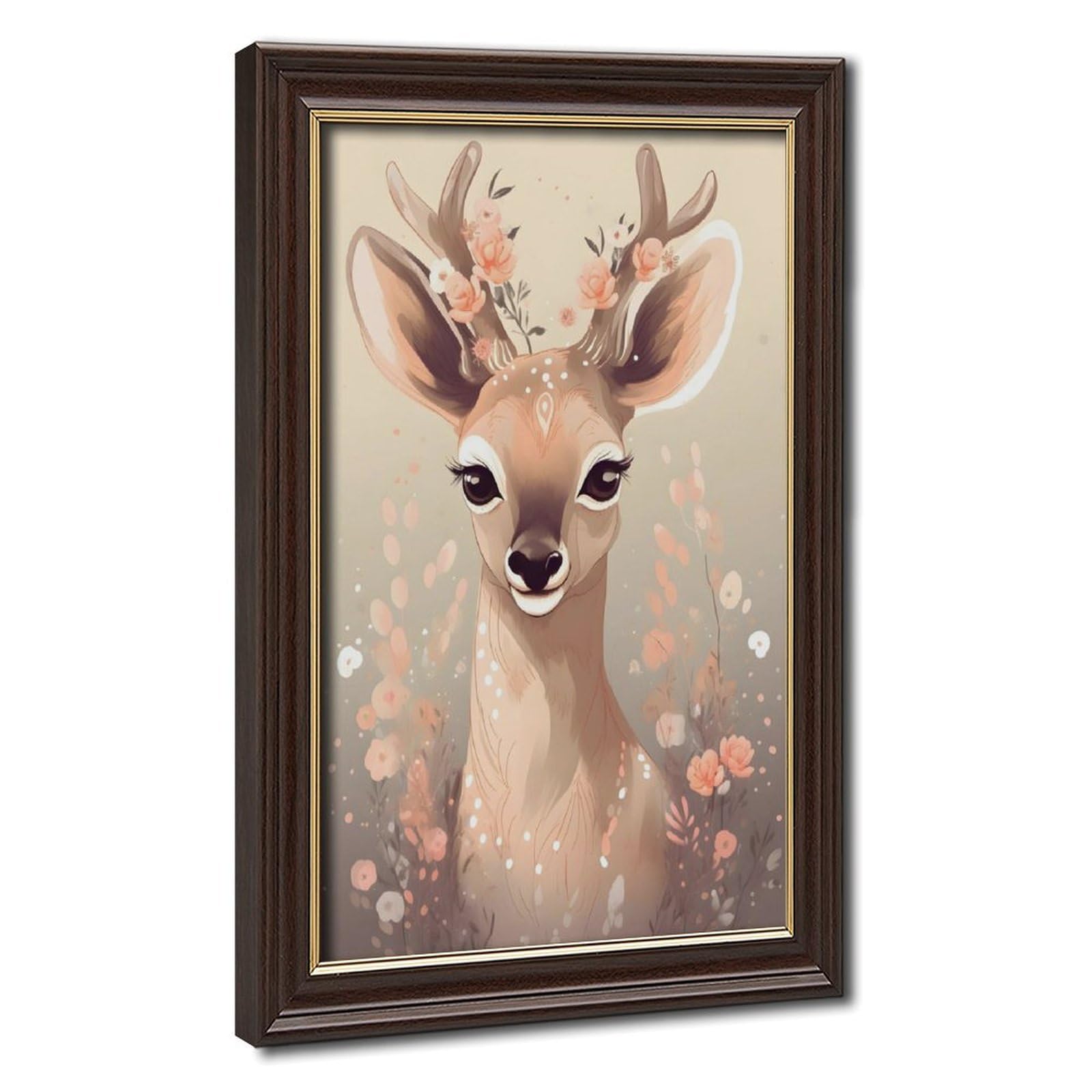 Bareronor Mokume Gane Frame-Style Deer Canvas Poster For Dorm Room Decor Gift