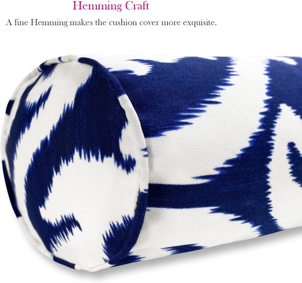 Outdoor Waterproof Decorative Bolster Pillows with Inserts for Patio Furniture, 20x6 Inch Fade Resistant Patio Garden Neck Roll Cushions for Couch Bed Sofa, Paisley Navy