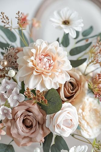 Miniatura 9 de YYHUAWU Juego de flores artificiales, caja de hojas de flores falsas con tallos para bricolaje, ramos de boda, centros de mesa, arreglos de baby