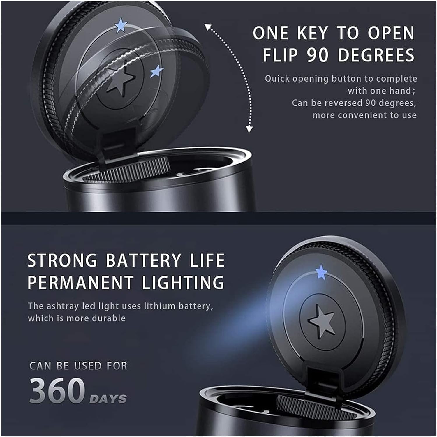 Auto Car Ashtray Portable with Blue LED Light Ashtray Smokeless Smoking Stand Cylinder Cup Holder