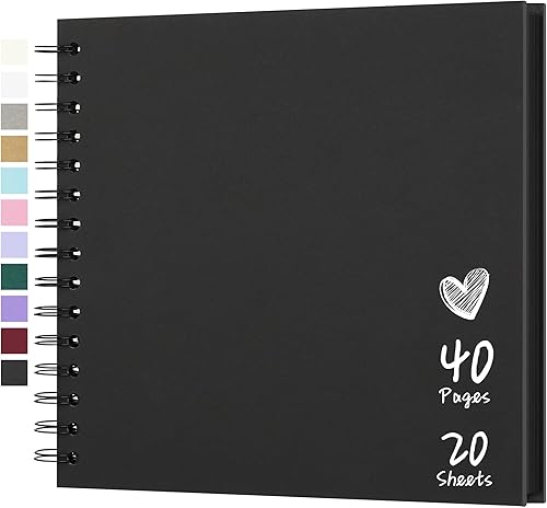 Álbum de recortes de 8 x 8 pulgadas, álbum de recortes de papel kraft de tapa dura, álbumes de fotos, 20 hojas de libro de recuerdos para familia,