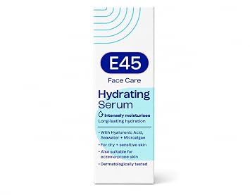 E45 Hydrating Face Serum, Hyaluronic Acid Serum, Fragrance-Free, 1 fl oz | Hyaluronic acid serum for face, moisturizing skincare serum, vegan, lightweight, for people with dry skin