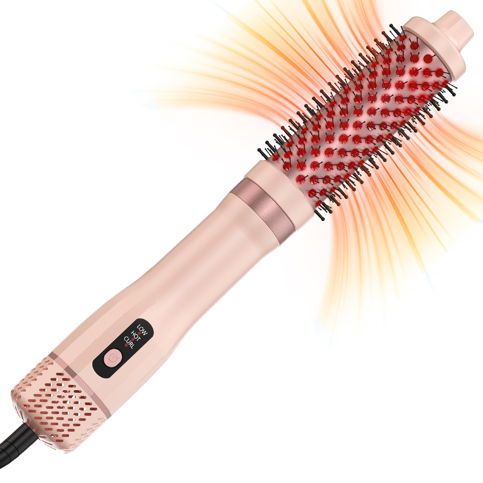 3 in 1 Blow Dryer Brush Thermal Curling Iron Wand Brush 1.5’, Wet Brush Speed Dry 110000RPM Hot Air Hair Dryer Volume, Beachy Waver Blowout Curling Brush Hair Styler Anti-Frizz Straight,Curl
