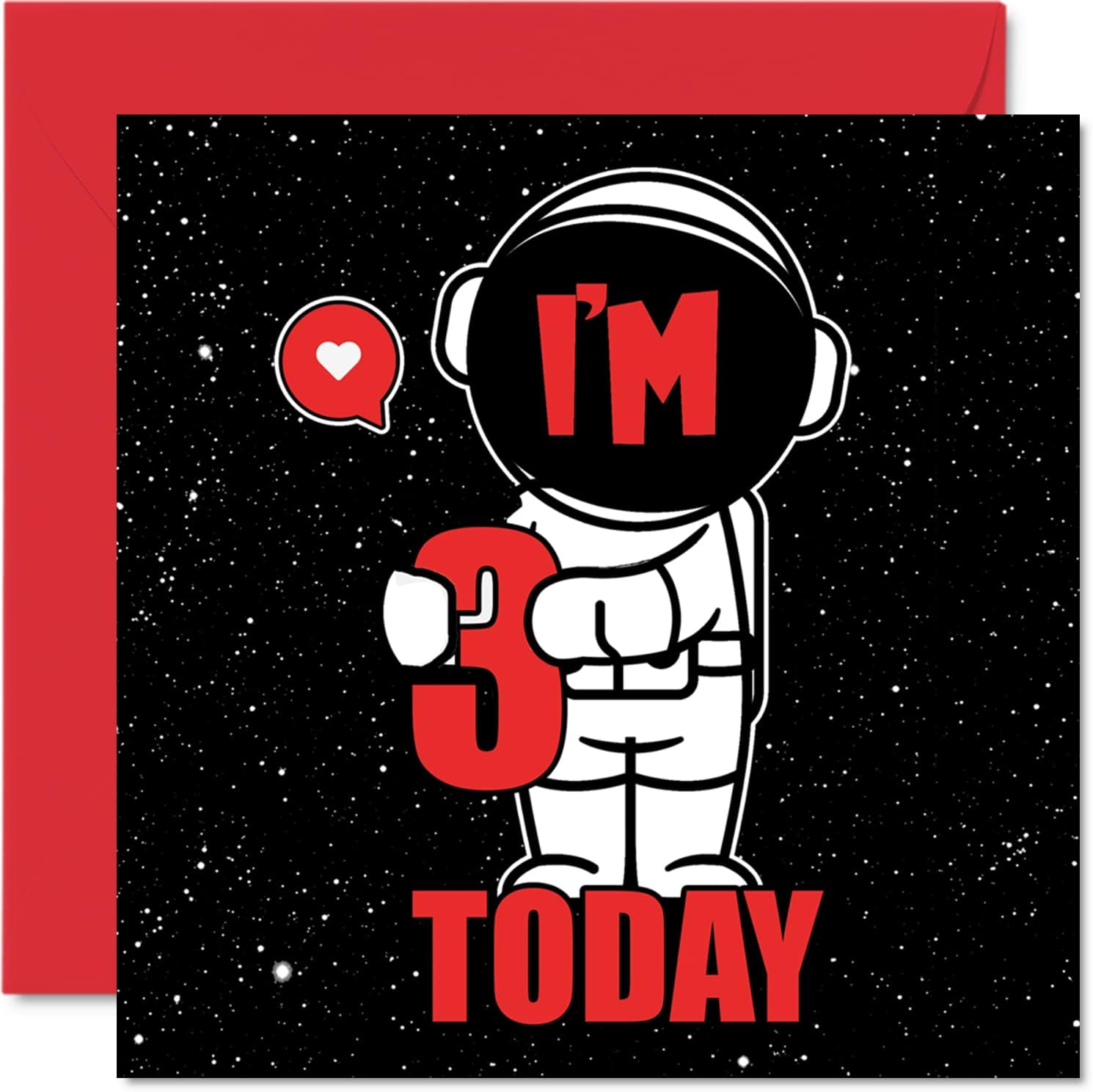Stuff4 3rd Birthday Card Unisex - Space Astronaut - Happy Birthday Card 3 Year Old Son Daughter Brother Sister Grandson Granddaughter Niece Nephew Cousin, 5.7 x 5.7 Inch Third Bday Greeting Card