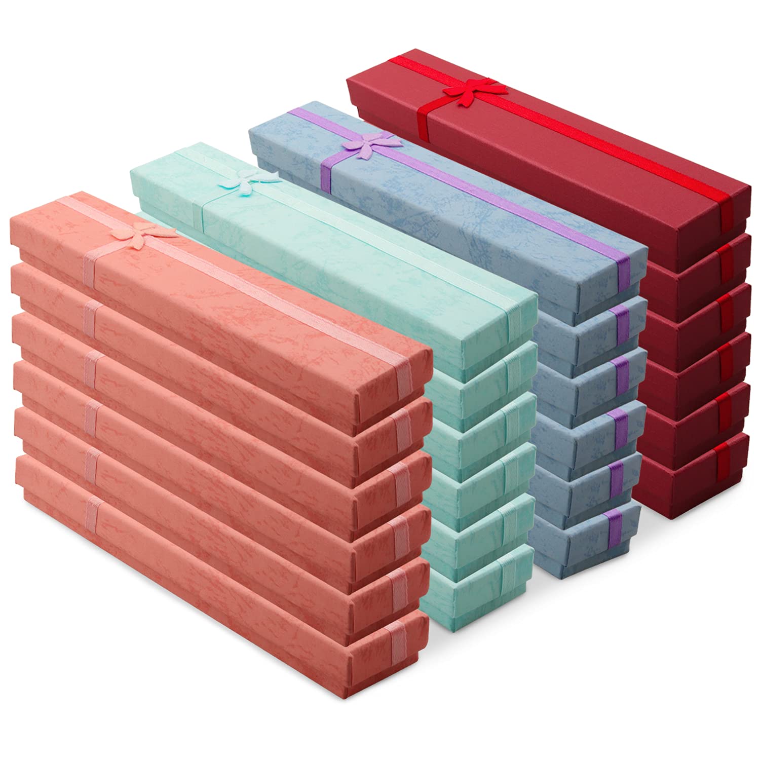 LainccoLaincco 24 Pcs Gift Box Set, Cardboard Jewellery Gift Boxes Necklace Gift Boxes Cotton Filled Cardboard Paper Jewellery Box Gift Cases for Wedding, Engagement, Anniversaries, 7.87 x 1.57 x 1Inches