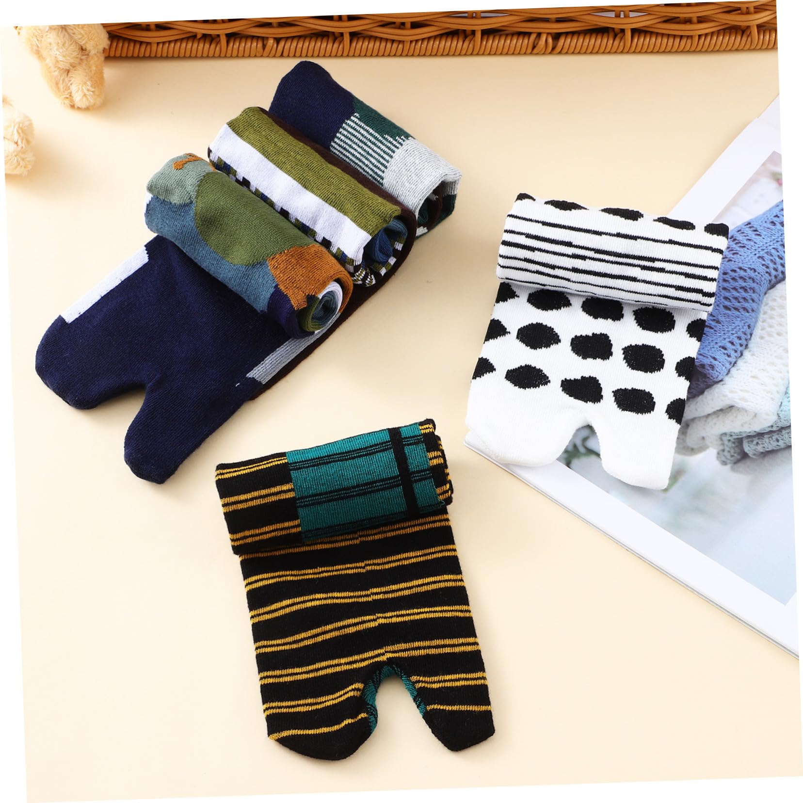 Abaodam 10 Paar Tabi Zehensocken aus Baumwolle für Herren und Damen | Geta Schuhe und Japanische Tabi Schuhe, Atmungsaktiv und Bequem, Leicht und Auszuziehen