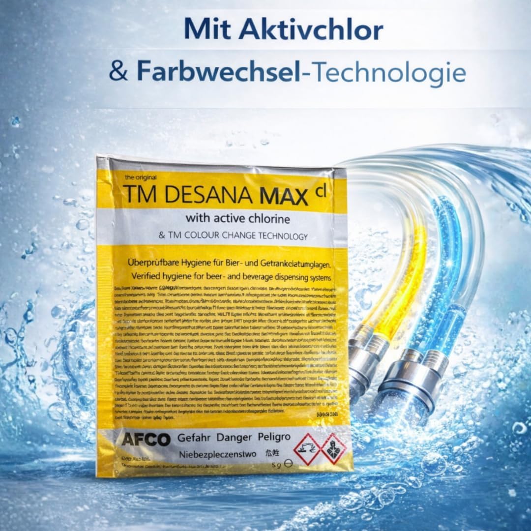 TM Desana Max cl 35g gelb Chlor Reiniger für Bierleitungen Zapfanlage Bierzapfanlage Zubehör Reinigungsbehälter 30 stk