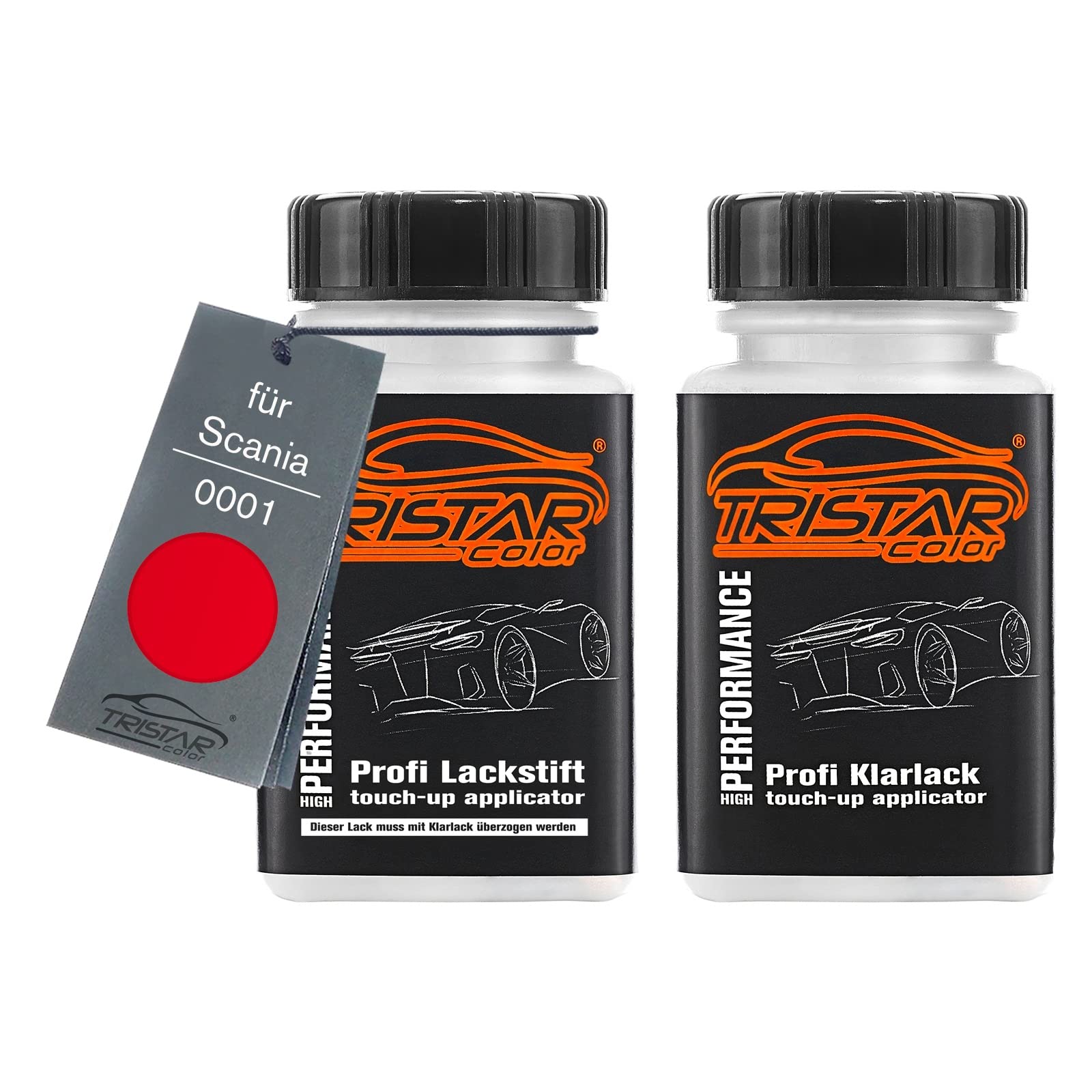 TRISTARcolor Car paint Touch-up pen set for Scania 0001 Red Base coat clear coat 50ml each