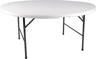 Nexos Trading Klapptisch rund 160 cm x 75 cm klappbar weiß Gartentisch Partytisch bis 8 Personen 20 kg pflegeleicht robust