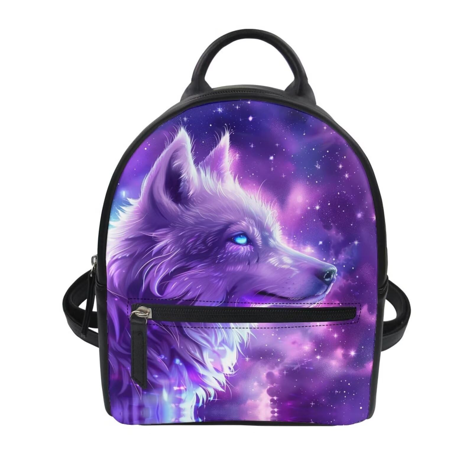 Showudesigns Galaxy Wolf Purse for Women Backpack Mini Handbag for Teen Girls Birthday Gifts Travel Shoulder Bags Casual Daypack With Zipper Back Pack