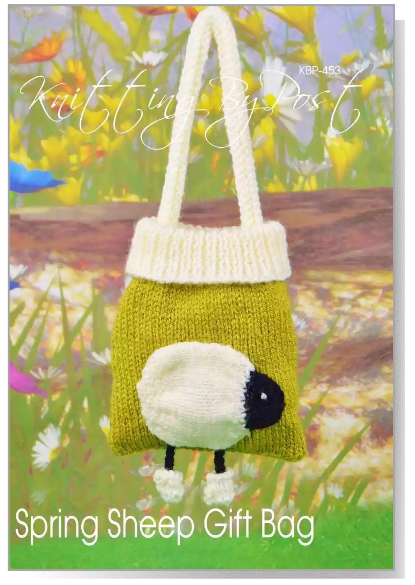 Knitting By Post Cream, Green Knitting Pattern Spring Sheep Gift Bag From A Perfect Easter Treat Holder Ready To Be Knit In Cream And Green