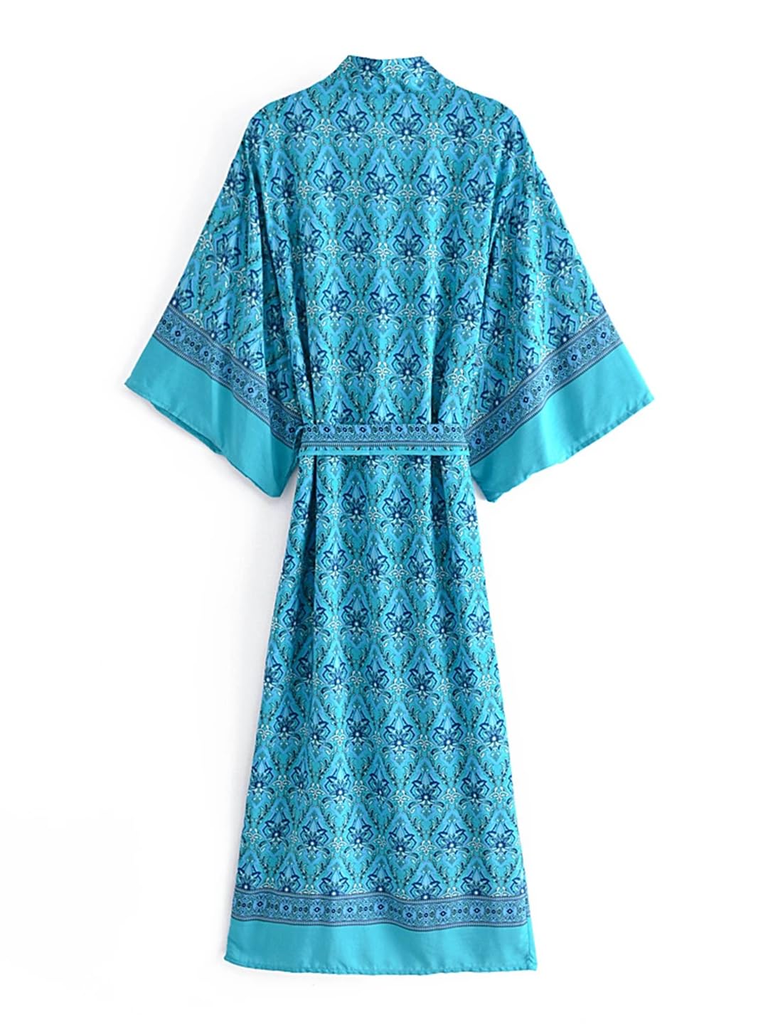 Disimlarl Kimono bohemio con estampado floral para mujer, cuello en V, mangas murciélago, maxi, bata para cubrir el bikini