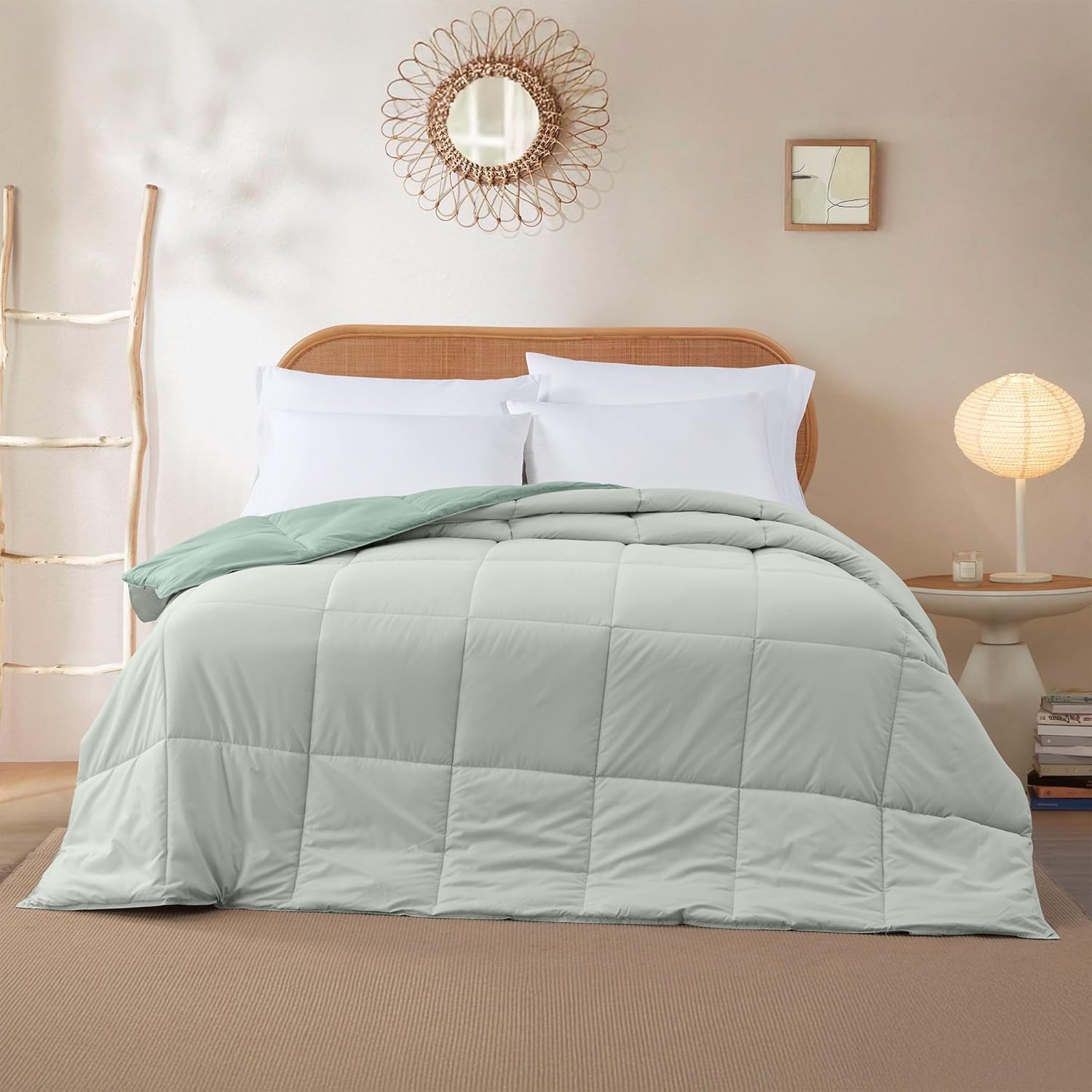Modern Threads Down Alternative Reversible Comforter Ivory/Sage Green Twin - Image 3