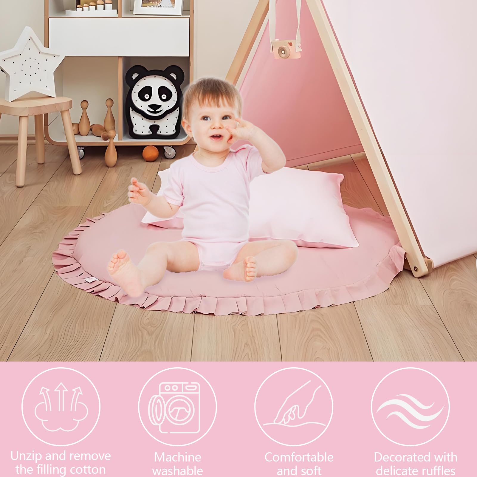 Baby Play Mat Round Ruffled Activity Playmat - Image 2