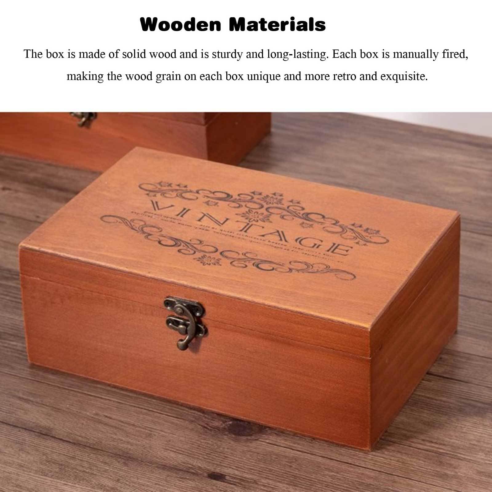 Pudełko na biżuterię, Hand Carved Wooden Multipurpose Jewelry Trinket Storage Organizer Box Multiple Sizes(M)