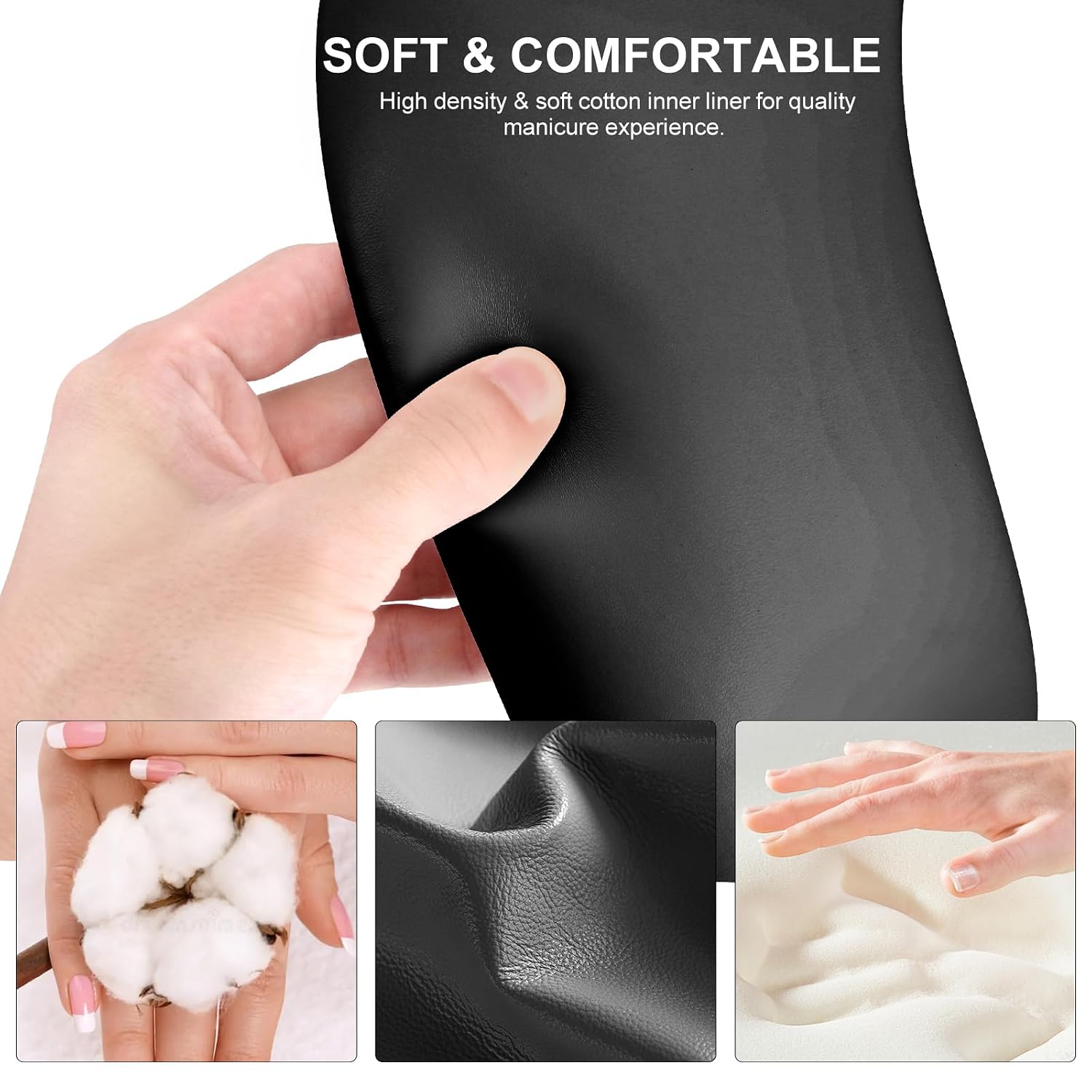 U Shaped Manicure Arm Rest for Nails Tech,Soft Nail Arm Rest Stand for Acrylic Nail Art Tech,Non-slip Hand Rest Pillow with Detachable Bracket for Salon Home Use (Black)
