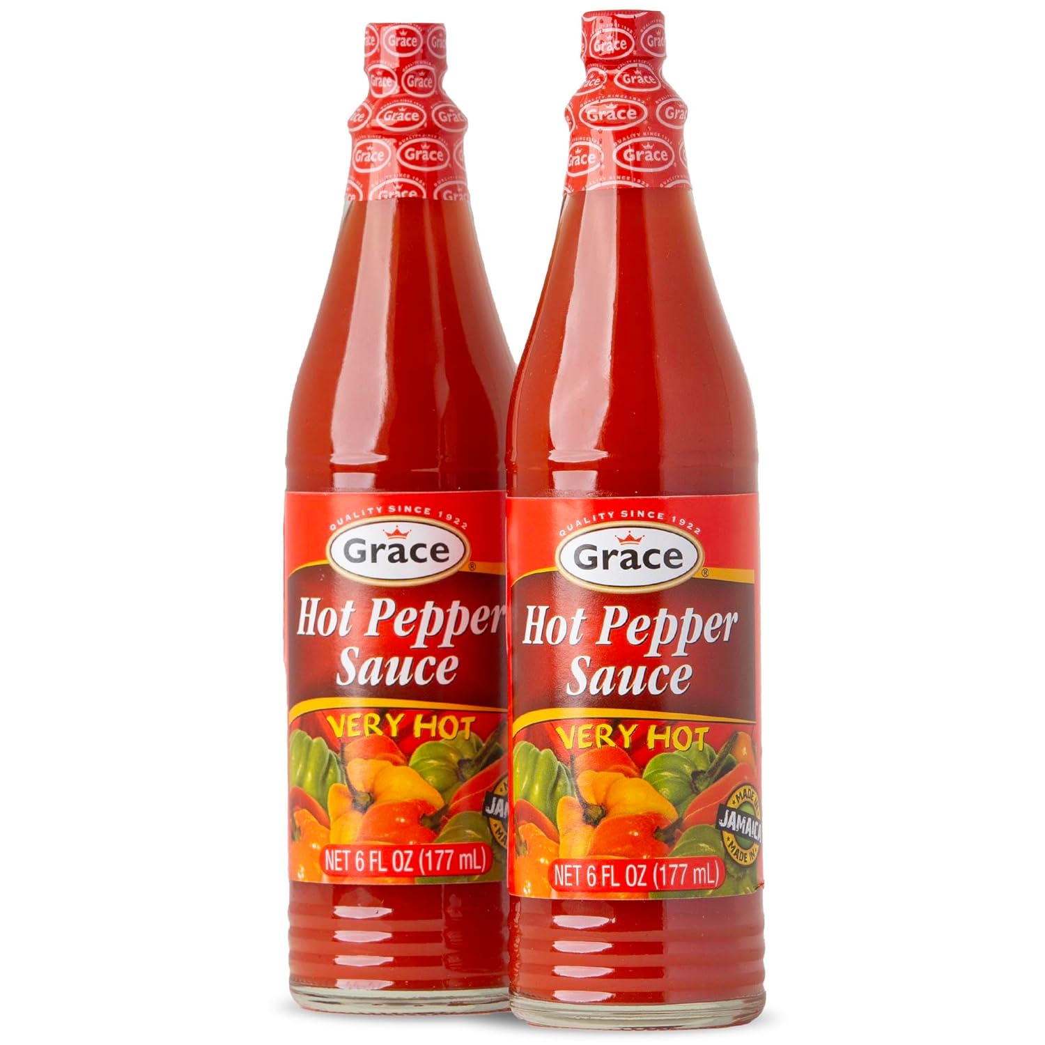 Grace Hot Pepper Sauce 12oz - 2 Pack Hot Sauce Bottles - Jamaican Scotch Bonnet Pepper Sauce - Caribbean Hot Sauce made with Scotch Bonnet Peppers & West Indian Hot Peppers