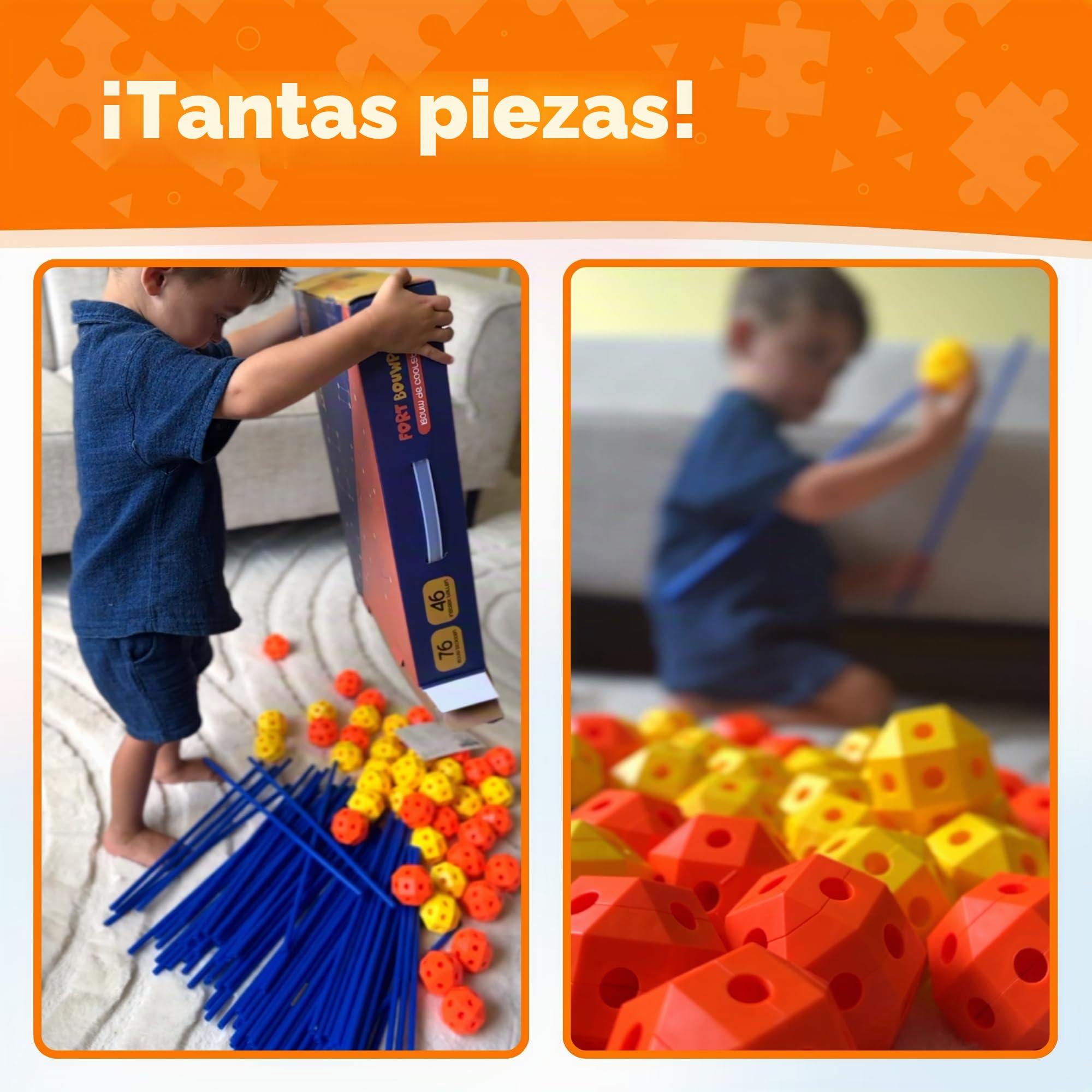 Kit de construcción fuerte XL - 122 piezas - con bolsa de almacenamiento y libro electrónico - juguete de construcción - tienda de juegos - juguete educativo STEM - construir una cabaña