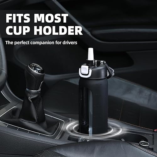 Miniatura 4 de Botella de agua de vidrio de 20 onzas con popote, botella de agua reutilizable con funda de silicona antideslizante, boca ancha a prueba de fugas