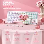 YUNZII B87 Wireless Mechanical QMK/VIA Software Custom Gaming Keyboard,Gasket RGB Keyboard with Cute MOA Keycaps,Wrist Rest,BT5.0/2.4G/USB-C NKRO for Win/Mac (White Heart, Cocoa Cream V2 Switch)