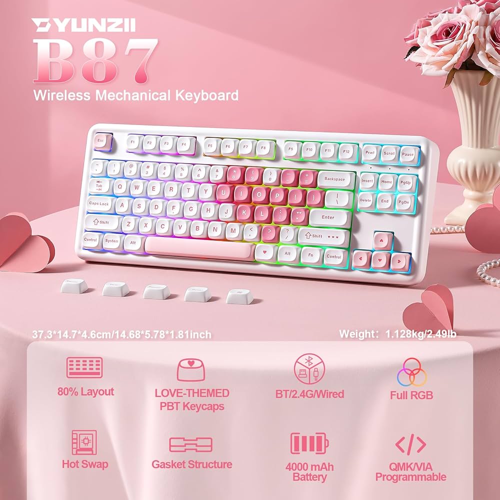 Amazon | YUNZII B87 ワイヤレスメカニカルキーボード ゲーミング Amazon | YUNZII B87 ワイヤレスメカニカルキーボード ゲーミング
