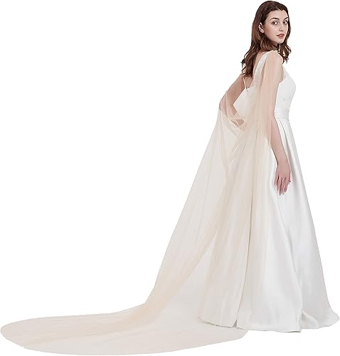 Miniatura 2 de Leimandy Cabo de hombro velo de tul iglesia nupcial cabo velo capilla velo de boda B018