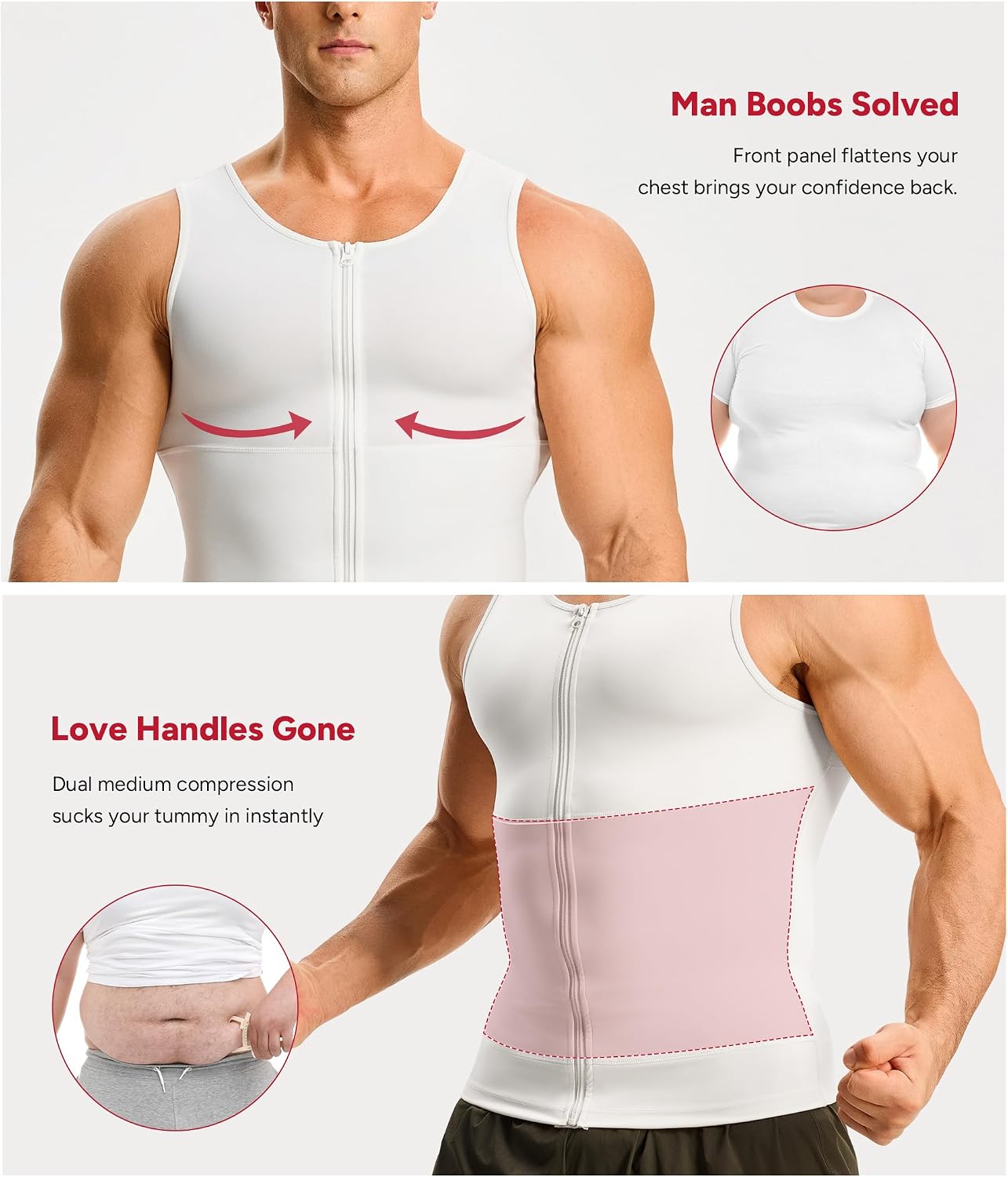 Nebility Fajas para Hombres Compression Shirt Men Tank Top Compression Undershirt Mens Shapewear Body Shaper Waist Trainer