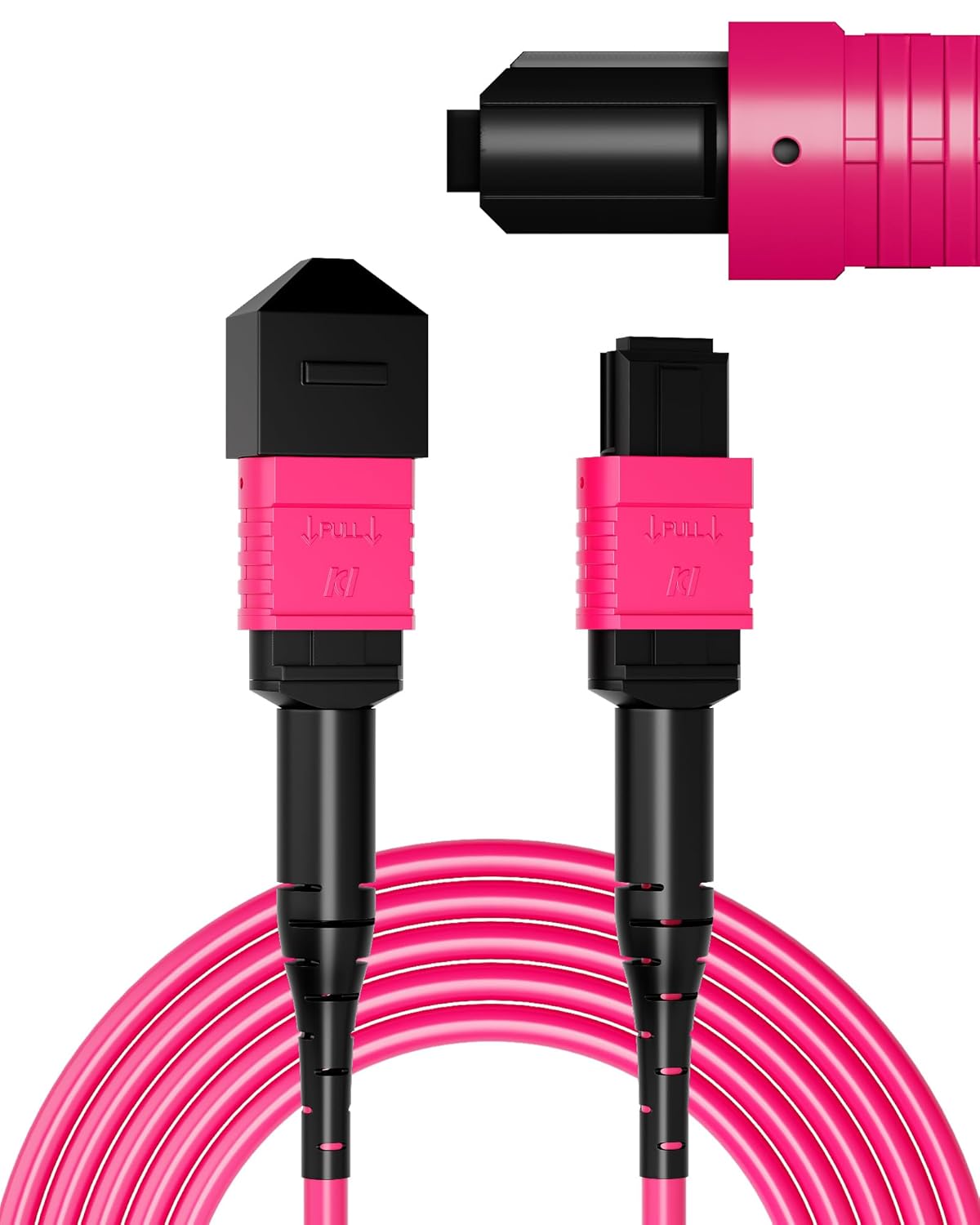 OM4 MPO/MTP Fiber Patch Cable 8M/26FT, 12 Core Strand 40G/100G/200G,UPC Type B Female LSZH–50/125μm Multimode MPO Fiber for QSFP+/QSFP28 Transceivers (OM3/ 8 Core Compatiable)