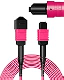 VANDESAIL OM4 MPO/MTP Fiber Patch Cable 1.5M/5FT, 12 Core Strand 40G/100G/200G,UPC Type B Female LSZH–50/125μm Multimode MPO Fiber for QSFP+/QSFP28 Transceivers (OM3/ 8 Core Compatiable)