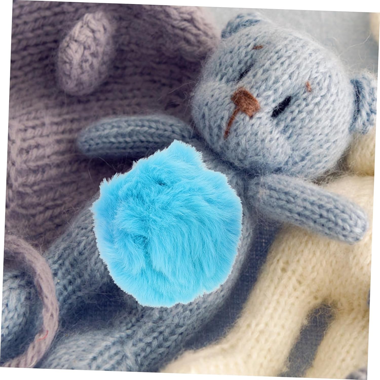 ETHZZLE 50pcs Colorful Plush Balls for Clothes DIY Fluffy Faux Rabbit Hair Pom Poms Soft Sewing Accessories for Hats Sweaters Shoes Multi-Color Yellow Purple Blue Pink Rosy Each