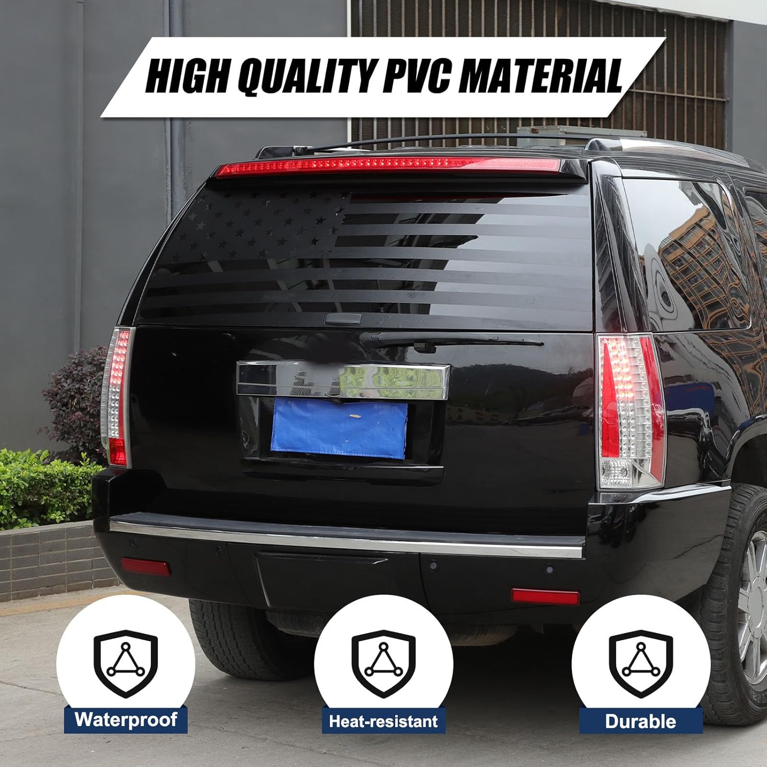 Rear Window American Flag Decal Compatible with Cadillac Escalade 2007-2014,Vinyl Back Window Decal Truck Rear Window Graphics Decor Exterior Accessories