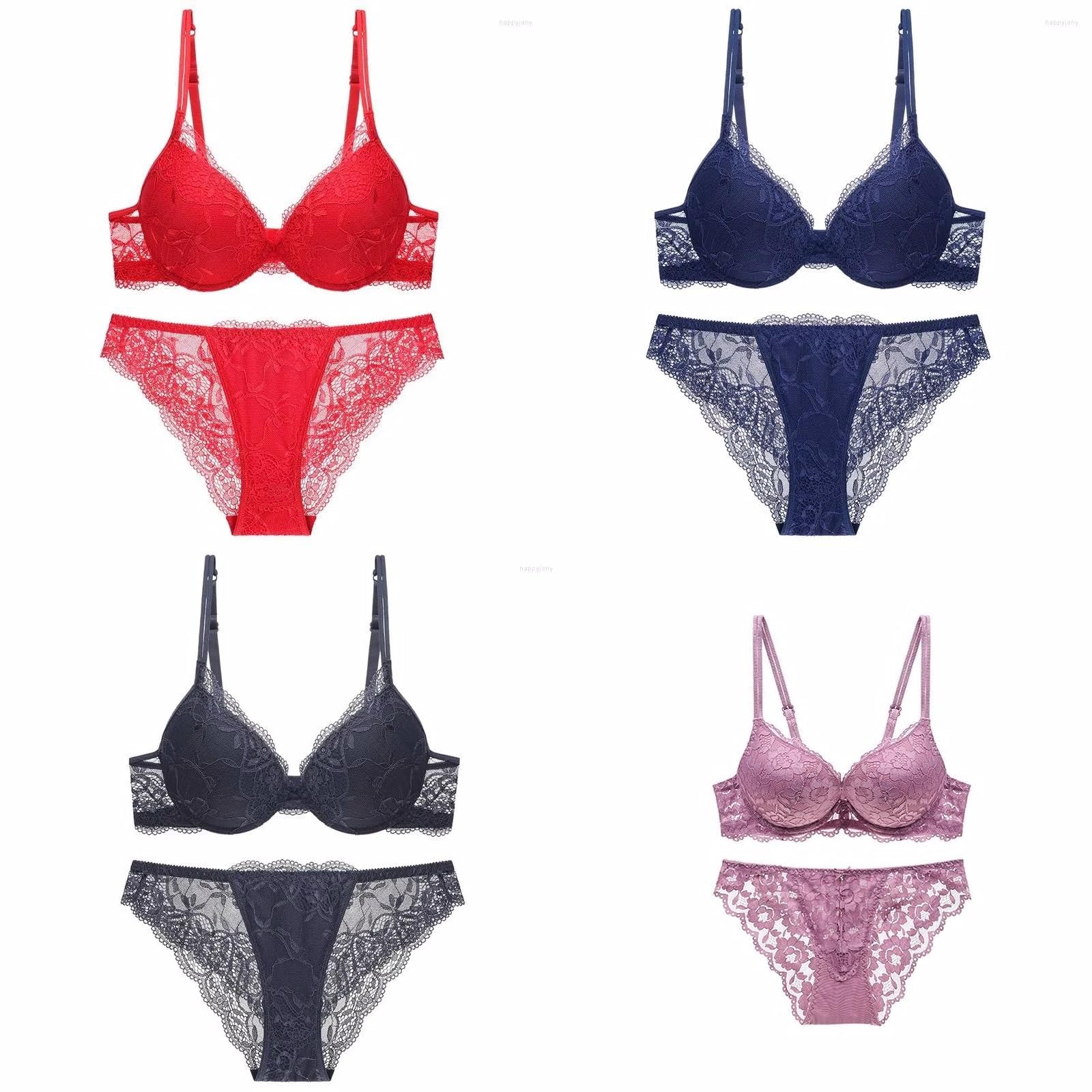 M R Shopzilla Women's Lace Lingerie Set for Honymoon,Bridal,Push-up Bra Panty Set and Swimwear Padded Front Closure Push up Lace Bra Panty Combo Set (Pack of 4)-picture-51